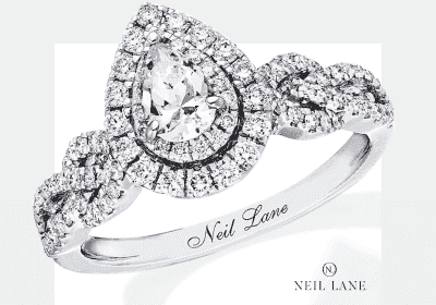 Neil Lane Bridal Ring 7/8 ct tw Pear-Shaped Diamonds 14K White Gold