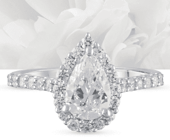 Lab-Created Diamonds by KAY Halo Engagement Ring 1-1/2 ct tw Pear & Round-cut 14K White Gold