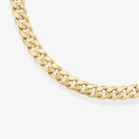 Semi-SolidCuban Chain Necklace 10K Yellow Gold 24''
