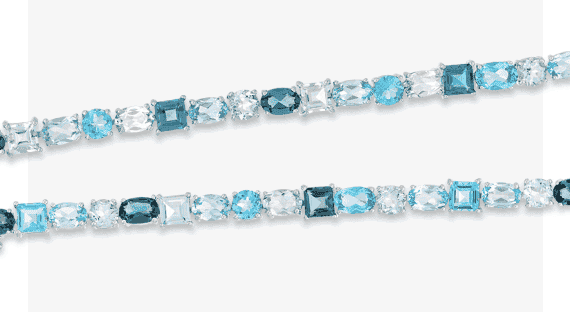 Vibrant Shades Swiss, London Blue Topaz & Aquamarine Bracelet Sterling Silver 7.5''