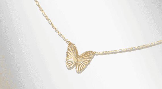 Diamond-cut Butterfly Necklace 10K Yellow Gold 18''