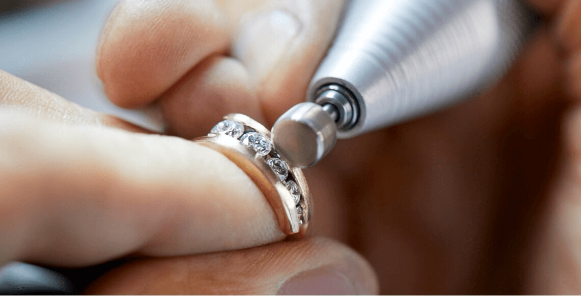 Image of a ring in the process of being repaired & cleaned.