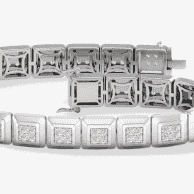 Men's Lab-Created Diamonds by KAY Square Link Bracelet 3 ct tw 14K White Gold 8.5''