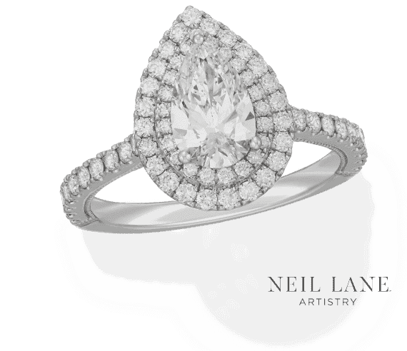 Neil Lane Artistry Pear-Shaped Lab-Created Diamond Double Frame Engagement Ring 1-3/4 ct tw 14K White Gold