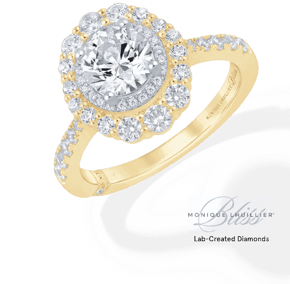 Monique Lhuillier Bliss Round-Cut Lab-Created Diamond Engagement Ring 1-7/8 ct tw 18K Two-Tone Gold