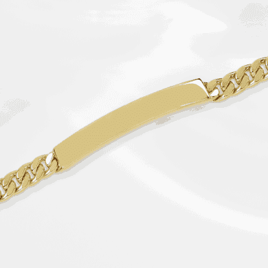 Hollow Curb Chain ID Bracelet 10K Yellow Gold 8''