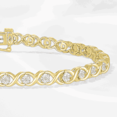 Diamond ''XO'' Bracelet 1/2 ct tw 10K Yellow Gold 7''