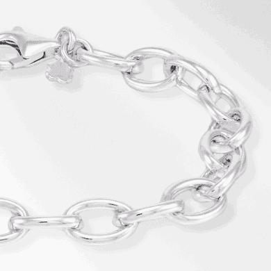 Hollow Rolo Chain Bracelet Sterling Silver 8.25''