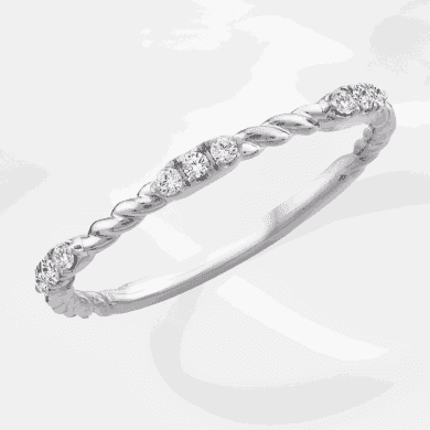 Threads of Love Diamond Stackable Station Anniversary Ring 1/10 ct tw 14K White Gold