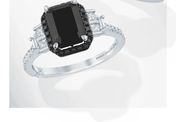 Monique Lhuillier Bliss Emerald-Cut Black & White Diamond Engagement Ring 2-3/8 ct tw 14K White Gold