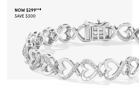 Diamond Heart Link Bracelet 1/2 ct tw Sterling Silver 7''