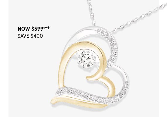Unstoppable Love Lab-Created Diamond Double Heart Necklace 1/2 ct tw 10K Two-Tone Gold 18''