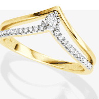 Diamond ''V'' Ring 1/10 ct tw Round-Cut 10K Yellow Gold