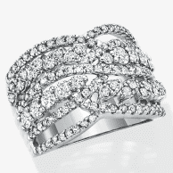 Diamond Multi-Row Crossover Fashion Ring 2 ct tw 10K White Gold