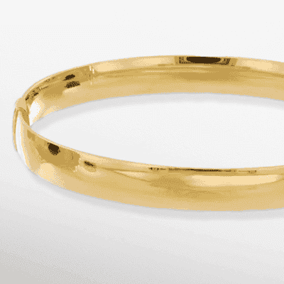 Hollow Bangle Bracelet 10K Yellow Gold 8MM