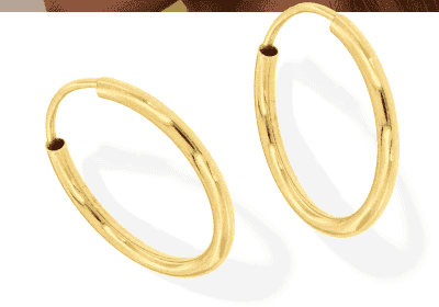 Continuous Hoop Earrings 14K Yellow Gold 14mm