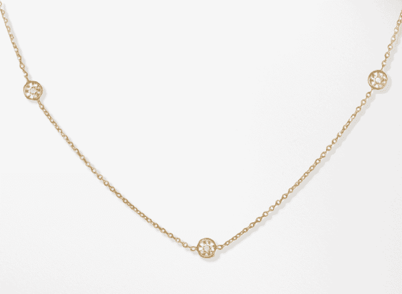 Diamond-Cut Disc Station Necklace 10K Yellow Gold 20''