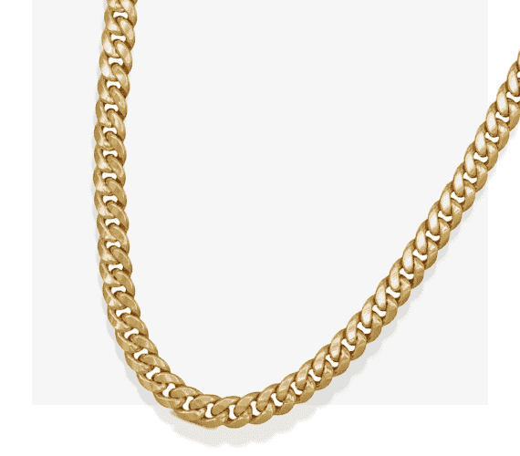 Solid Cuban Curb Chain Necklace 4.4mm 10K Yellow Gold 20''