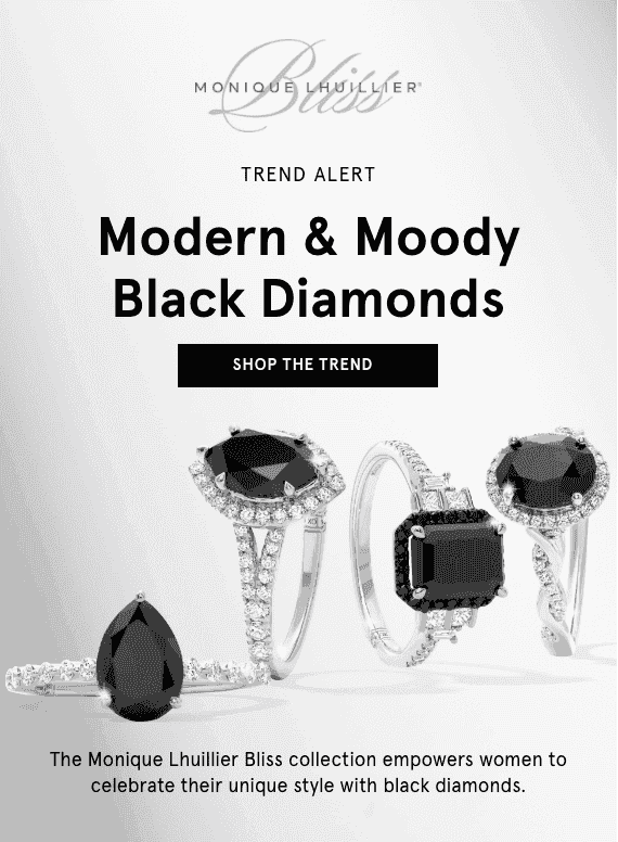 Monique Lhuillier Trend Alert Modern and Moody Black Diamonds