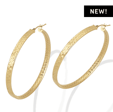 Italian Brilliance Textured Inside-Out Hoop Earrings 14K Yellow Gold 40mm