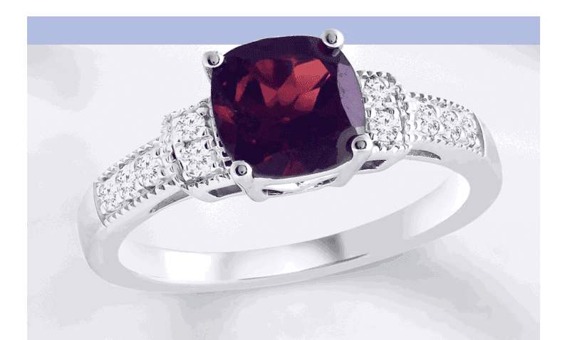 Garnet Ring White Topaz Sterling Silver