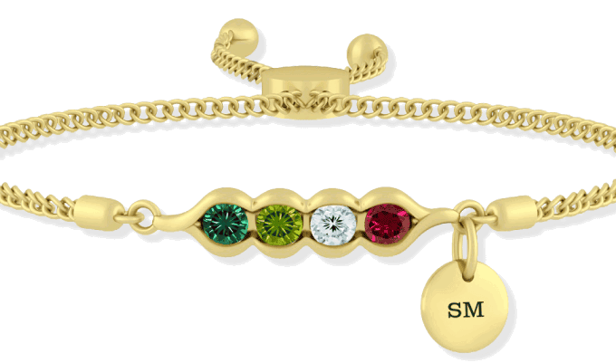 Personalized Color Stone Family Peas In A Pod Bolo Bracelet