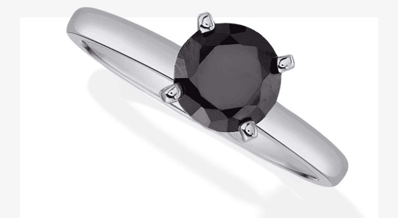 Black Diamond Solitaire Ring 2 ct tw 14K White Gold