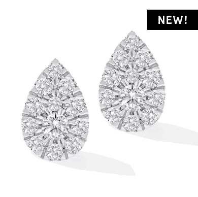 Lab-Created Diamonds by KAY Multi-Stone Pear-Shaped Stud Earrings 3/4 ct tw 10K White Gold