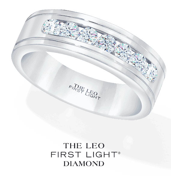 Men's THE LEO First Light Diamond Wedding Band 3/4 ct tw 14K White Gold