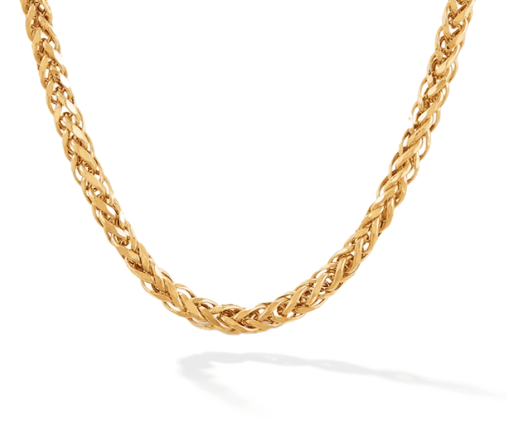 Hollow Wheat Chain Necklace 2.5mm 10K Yellow Gold 22''
