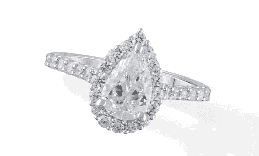 Lab-Created Diamonds by KAY Halo Engagement Ring 1-1/2 ct tw Pear & Round-cut 14K White Gold