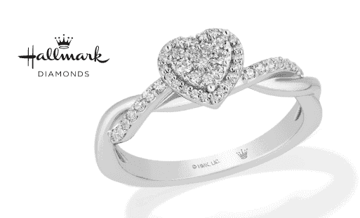 Hallmark Diamonds Multi-Diamond Center Heart Frame Promise Ring 1/4 ct tw Sterling Silver