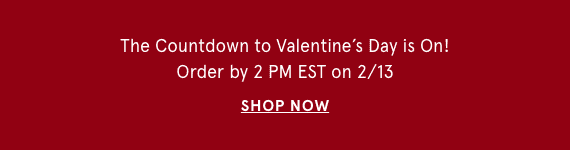 The Countdown to Valentine's Day is On! Order by 2PM EST on 2/13. Shop Now