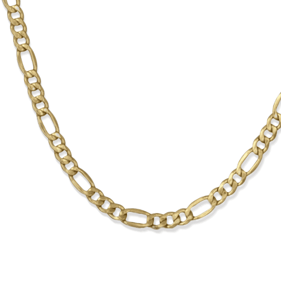 Hollow Figaro Chain Necklace 14K Yellow Gold 18''