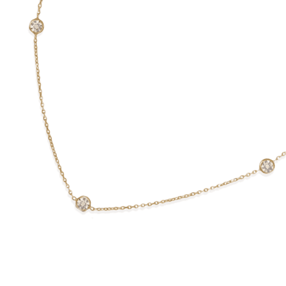 Diamond-Cut Disc Station Necklace 10K Yellow Gold 20''