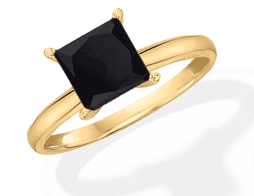 Princess-cut Black Diamond Solitaire Engagement Ring 1 ct tw 14K Yellow Gold