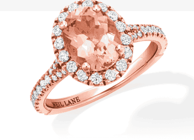 Neil Lane Oval-Cut Morganite & Diamond Engagement Ring 1/2 ct tw 14K Rose Gold