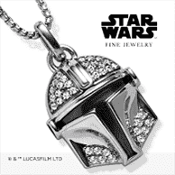 Star Wars The Mandalorian Diamond Necklace 1/10 ct tw Sterling Silver 18''