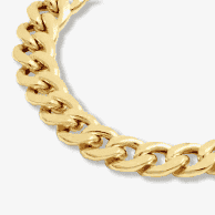 Semi-Solid Cuban Chain Bracelet 10K Yellow Gold 7.5''