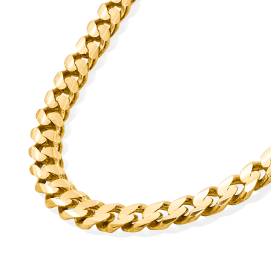 Chunky yellow gold Cuban chain for men.