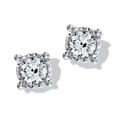 Pair of white gold diamond stud earrings.
