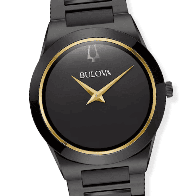 Black and gold Bulova watch for men.