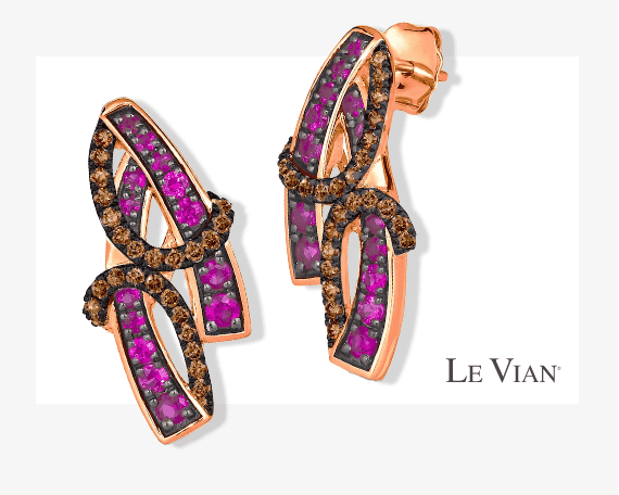 Le Vian Pink Sapphire Abstract Earrings 1/3 ct tw Diamonds 14K Strawberry Gold