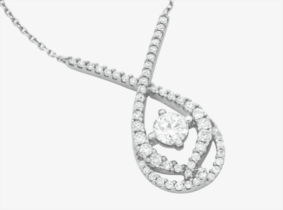 Love Entwined Diamond Necklace 1 ct tw Round-cut 10K White Gold 18''