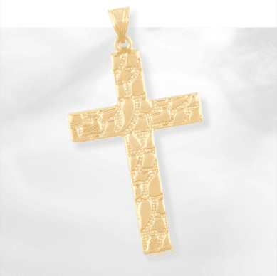 Nugget Cross Charm 10K Yellow Gold