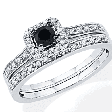 Black & White Diamond Bridal Set 1/2 ct tw 10K White Gold