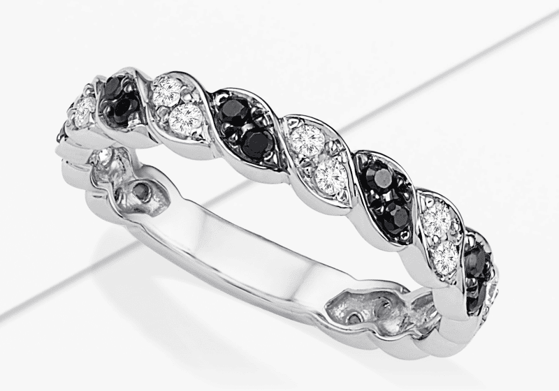 Black & White Diamond Anniversary Band 3/8 ct tw 10K White Gold