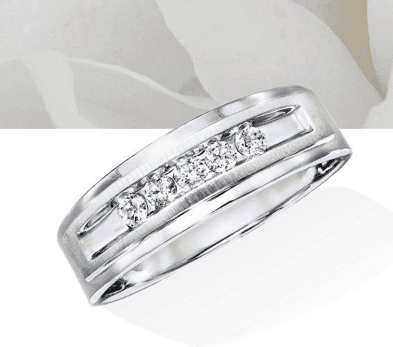 Men's Diamond Band 1/4 ct tw Round-cut 10K White Gold