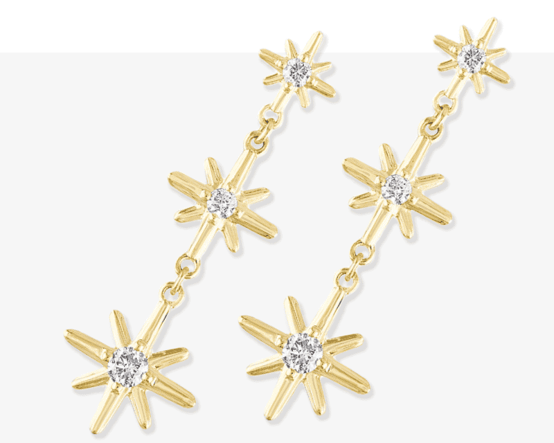 Diamond Star Dangle Earrings 1/2 ct tw Round-Cut 10K Yellow Gold