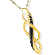 Black Diamond Necklace 1/15 ct tw Round-cut 10K Yellow Gold 18''